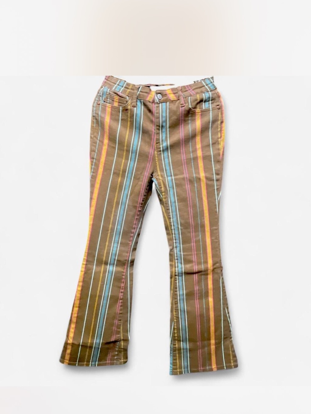 Judy Blue Brown Multi-Stripe Flare Pants